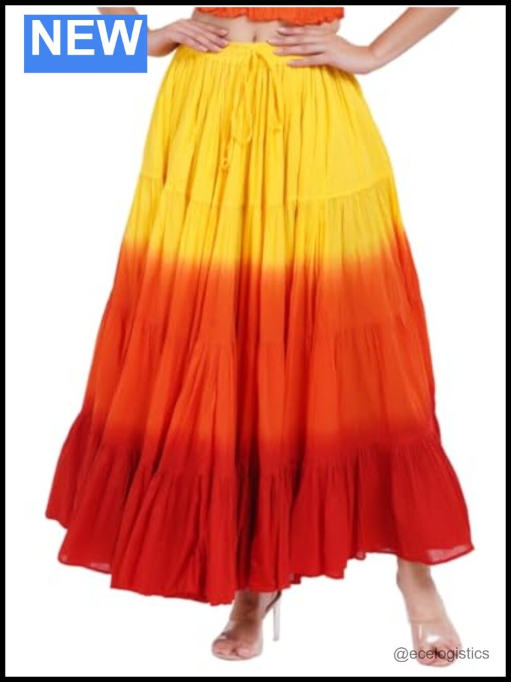 Women's 25 Yard Cotton Full Circle Elastic Waist Tribal Fusion Maxi Skirt